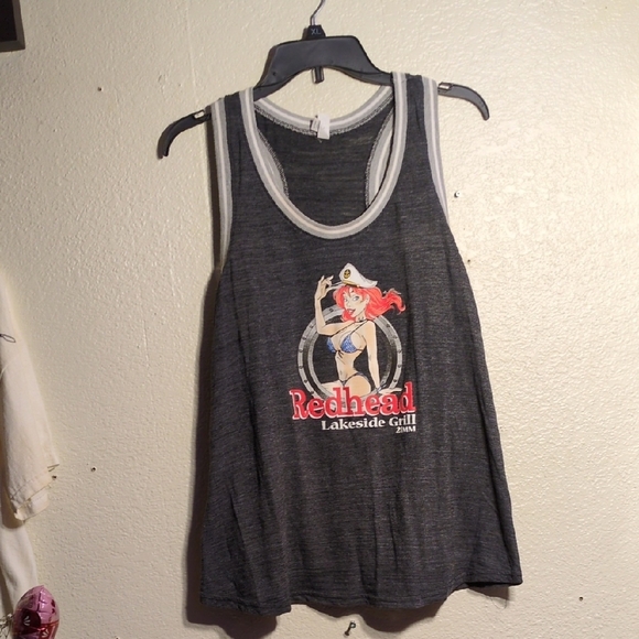 Gray Tank Top with Ringer Style Trim - Picture 2 of 6